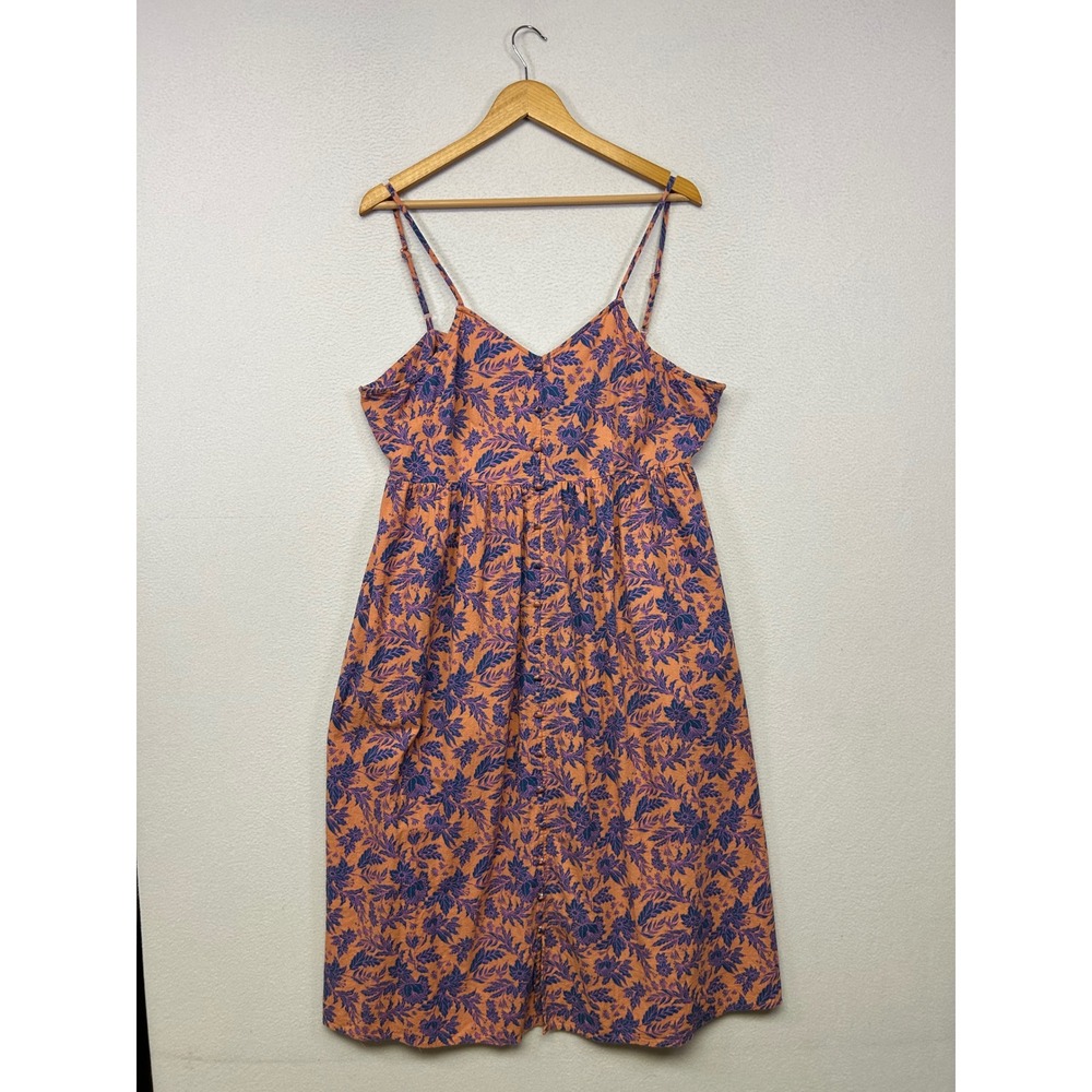 Boho Cottagecore Universal Thread Women XL Orange Floral Button Front Midi Dress